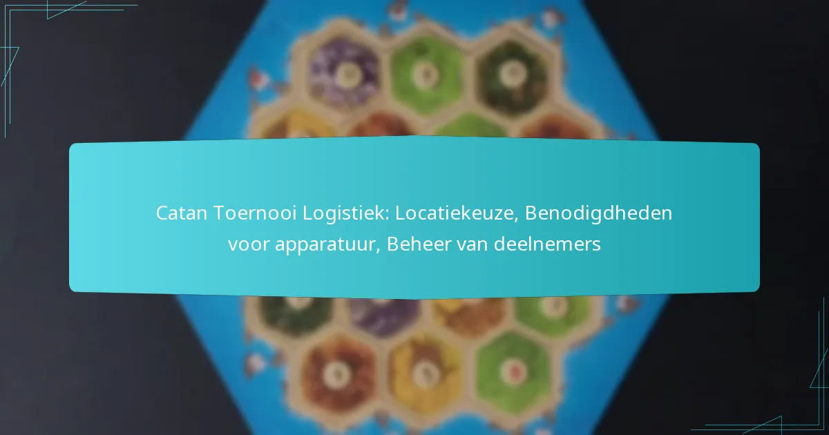 Catan Toernooi Logistiek: Locatiekeuze, Benodigdheden voor apparatuur, Beheer van deelnemers