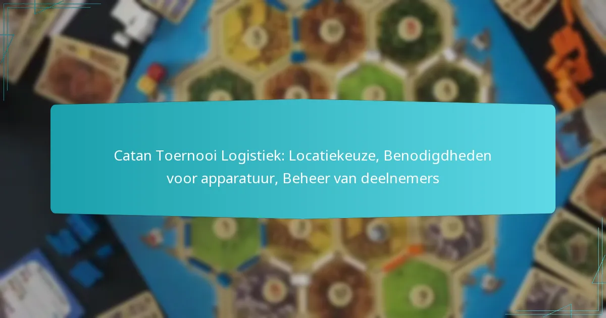 Catan Toernooi Logistiek: Locatiekeuze, Benodigdheden voor apparatuur, Beheer van deelnemers
